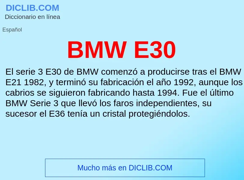 Τι είναι BMW E30 - ορισμός