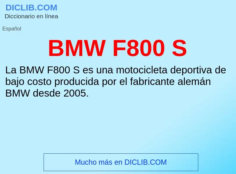 Τι είναι BMW F800 S - ορισμός