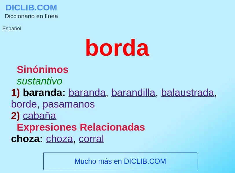 ¿Qué es borda? - significado y definición