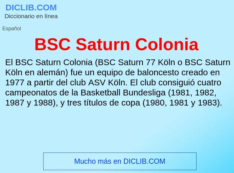 Τι είναι BSC Saturn Colonia - ορισμός