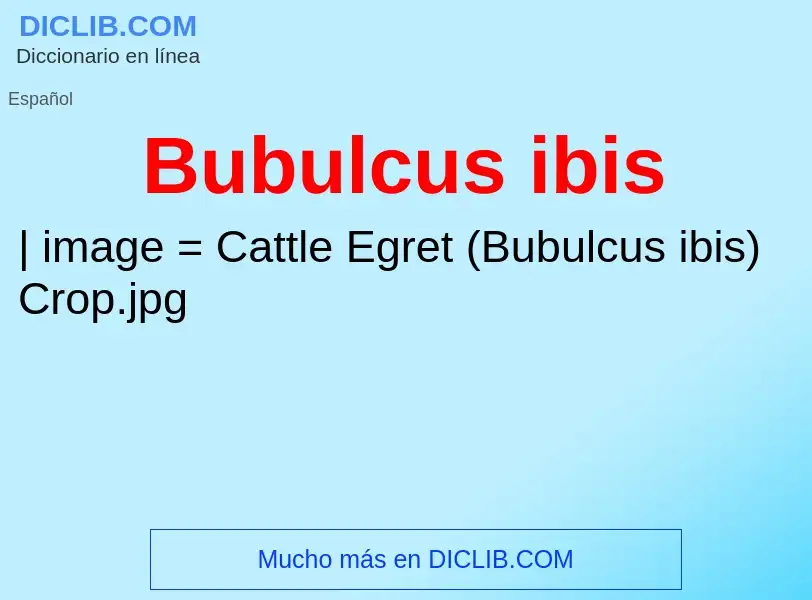 ¿Qué es Bubulcus ibis? - significado y definición