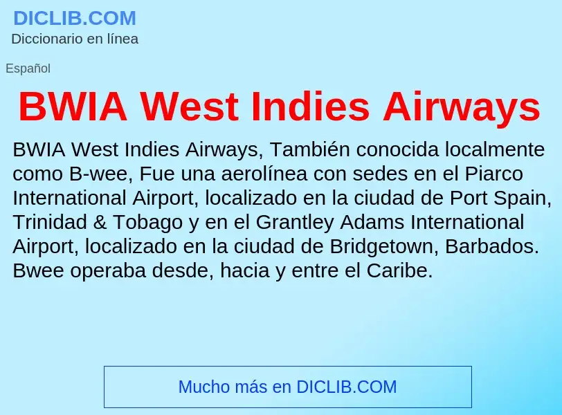 Wat is BWIA West Indies Airways - definition