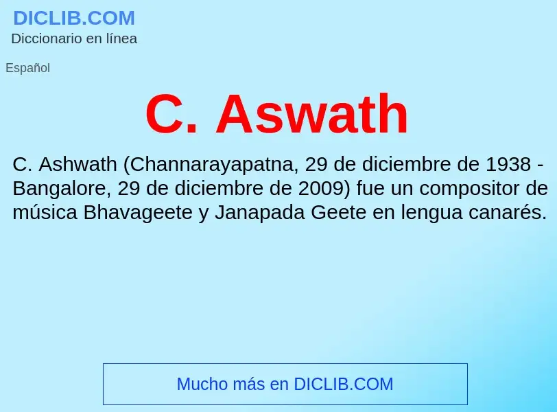 Was ist C. Aswath - Definition