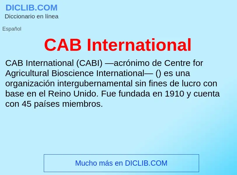 O que é CAB International - definição, significado, conceito