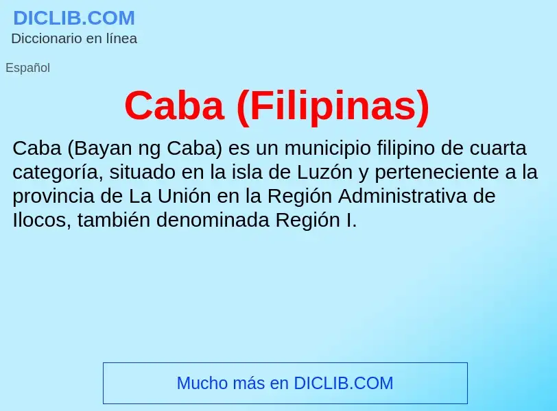 ¿Qué es Caba (Filipinas)? - significado y definición