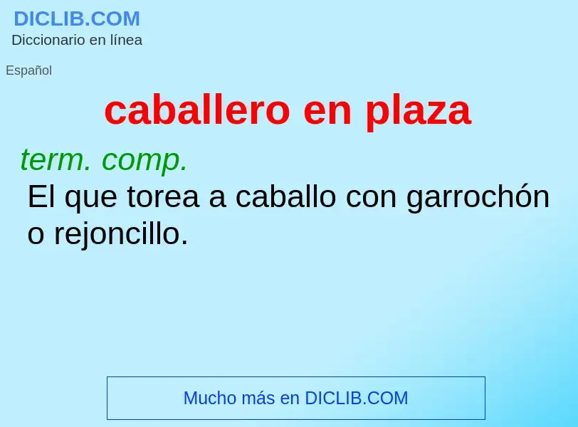 What is caballero en plaza - meaning and definition