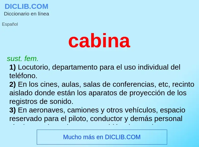 ¿Qué es cabina? - significado y definición