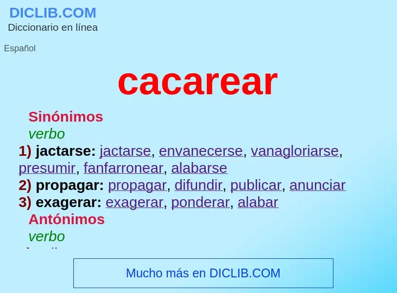 What is cacarear - definition