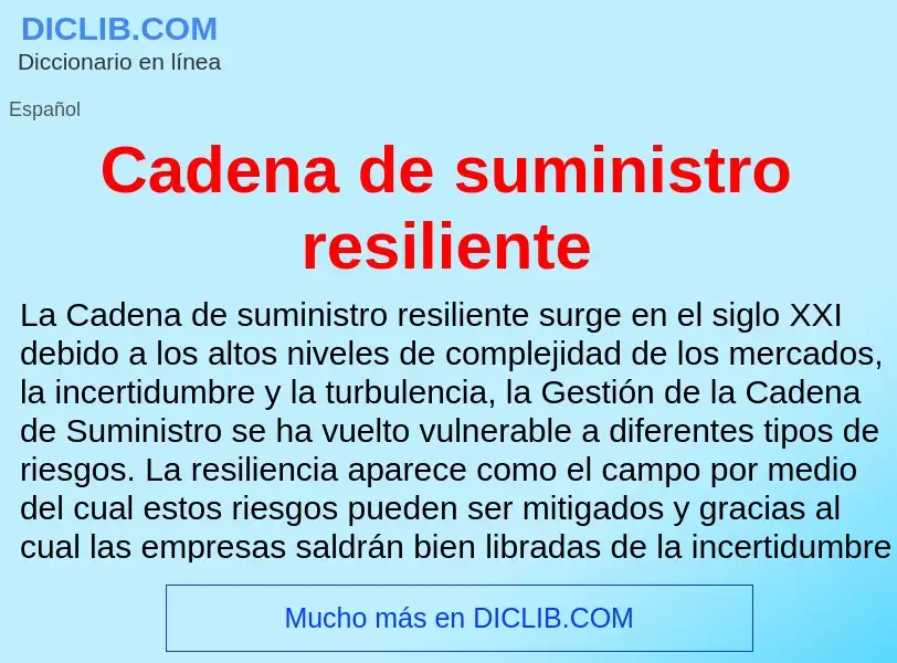 Что такое Cadena de suministro resiliente - определение