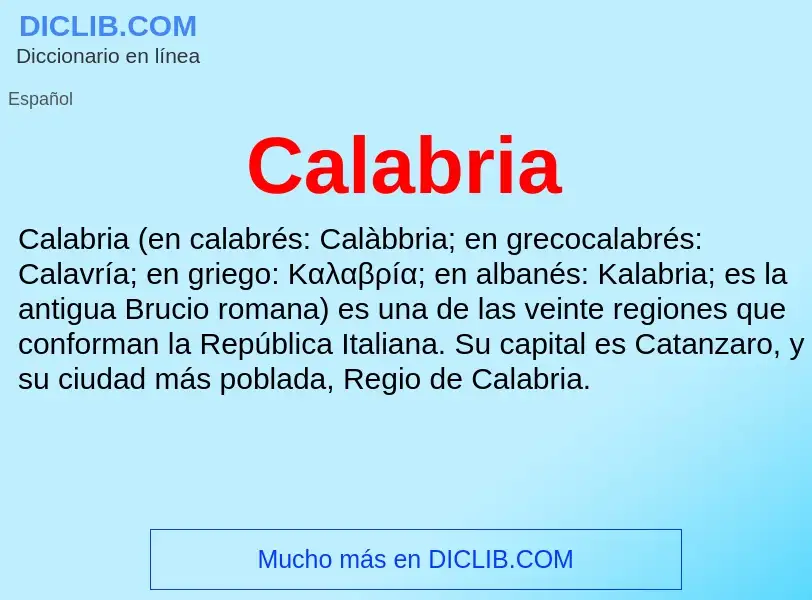 ¿Qué es Calabria? - significado y definición