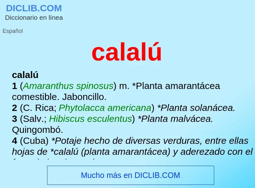 ¿Qué es calalú? - significado y definición