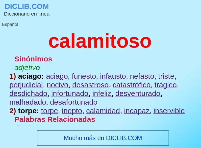 What is calamitoso - meaning and definition