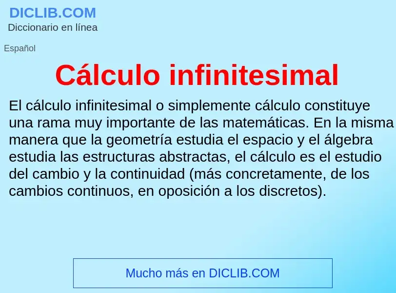 What is Cálculo infinitesimal - definition