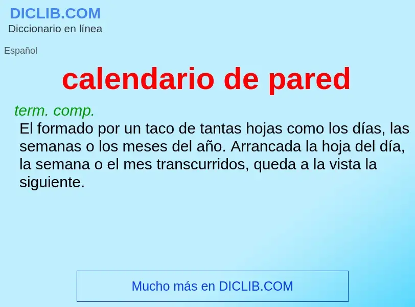 ¿Qué es calendario de pared? - significado y definición