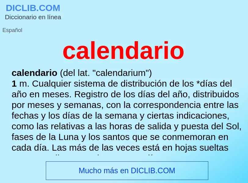 What is calendario - meaning and definition