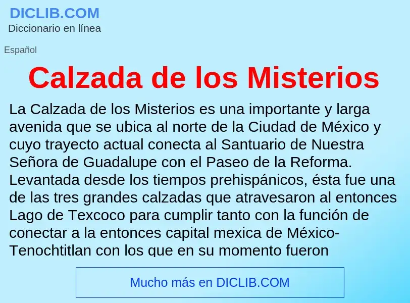 ¿Qué es Calzada de los Misterios? - significado y definición