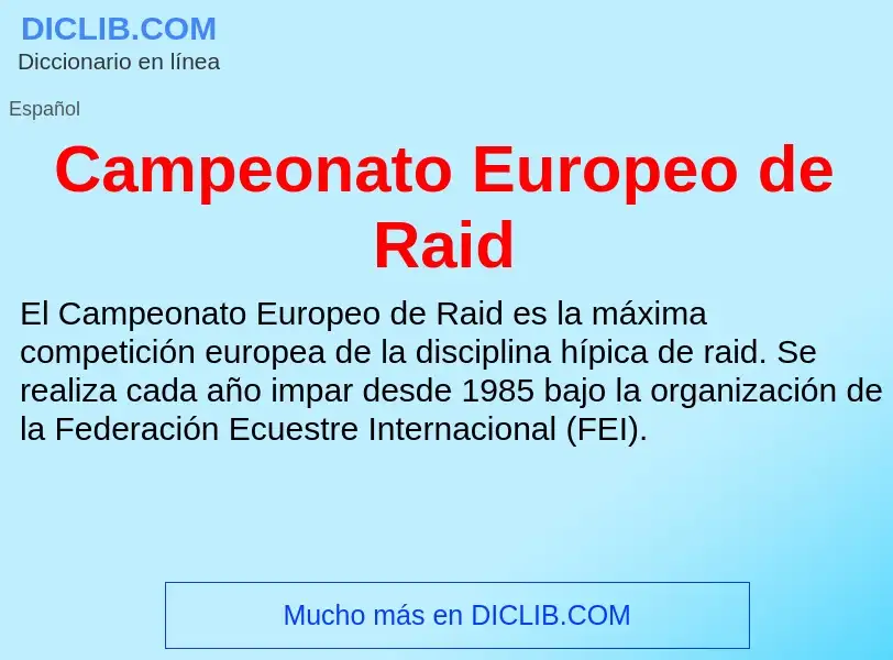 Che cos'è Campeonato Europeo de Raid - definizione