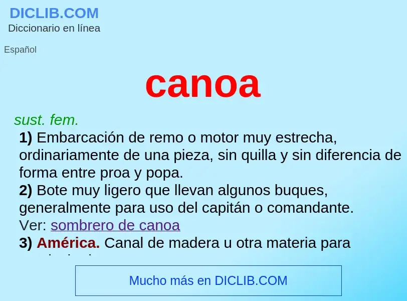 ¿Qué es canoa? - significado y definición