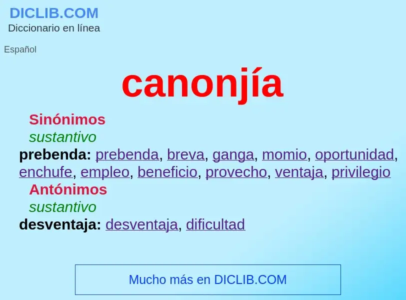 What is canonjía - meaning and definition