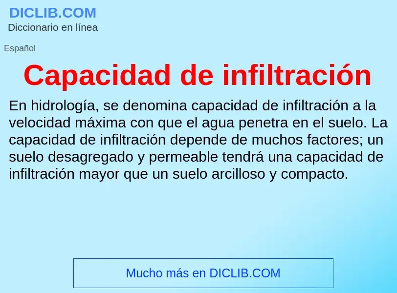 Wat is Capacidad de infiltración - definition