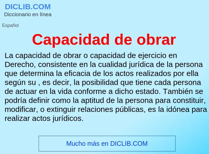 ¿Qué es Capacidad de obrar? - significado y definición