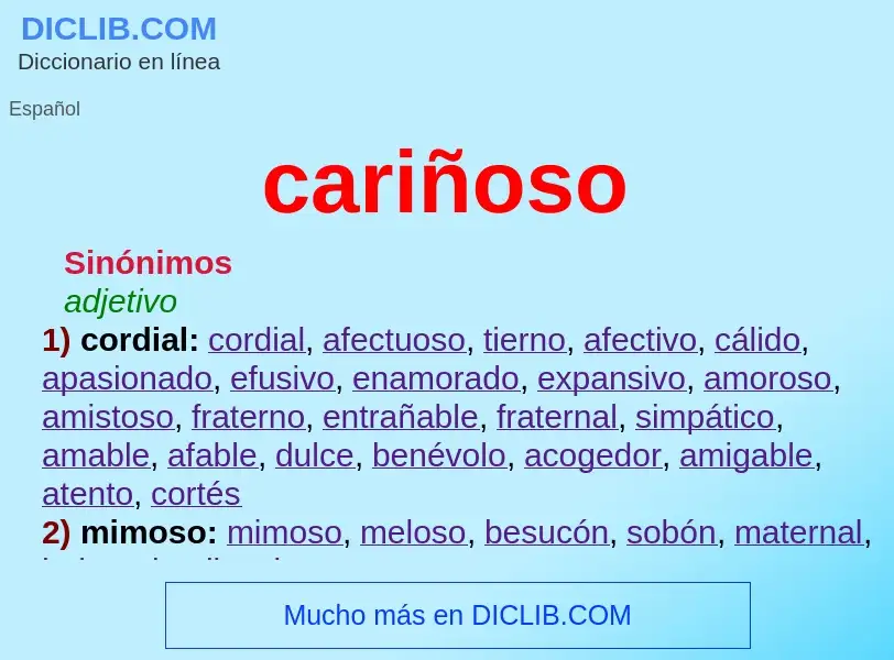 Wat is cariñoso - definition