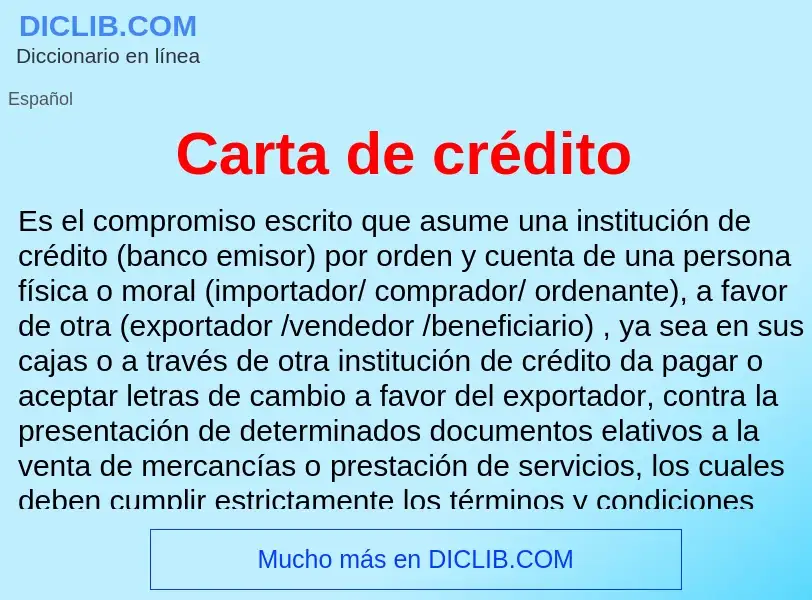 ¿Qué es Carta de crédito? - significado y definición