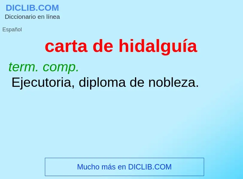 What is carta de hidalguía - definition