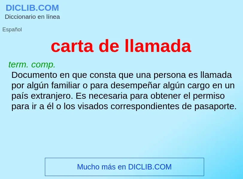 What is carta de llamada - definition