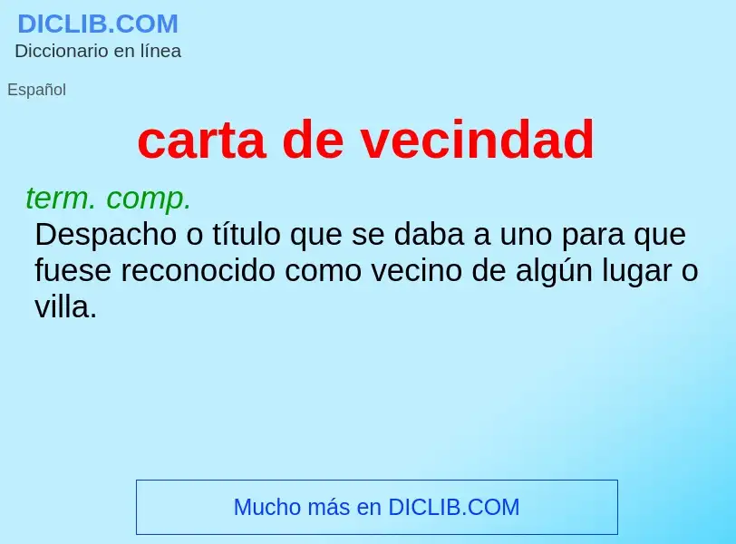 What is carta de vecindad - meaning and definition