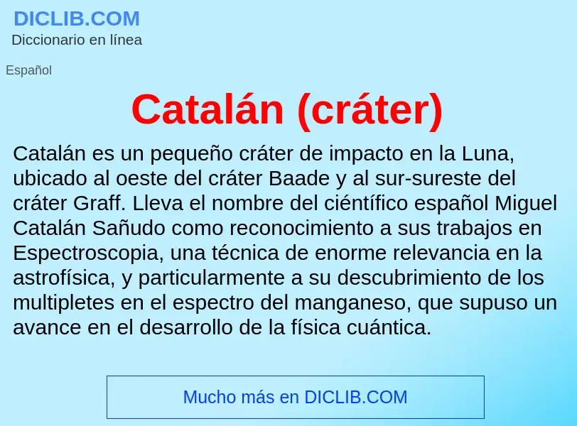 O que é Catalán (cráter) - definição, significado, conceito