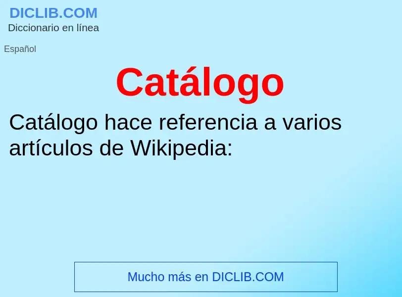 Wat is Catálogo - definition