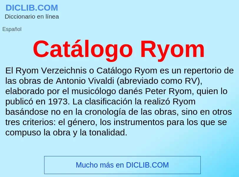 Wat is Catálogo Ryom - definition