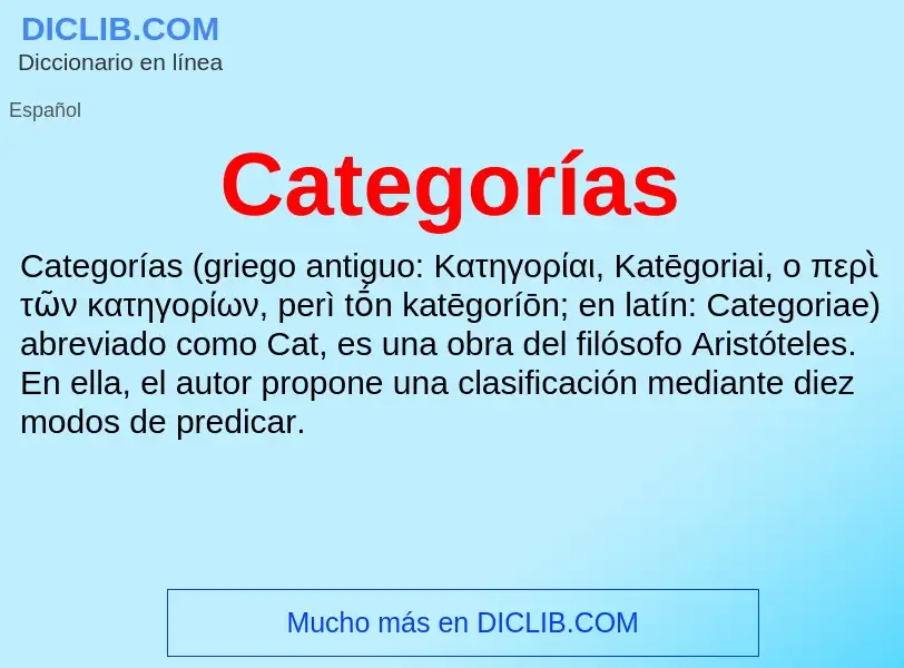 ¿Qué es Categorías? - significado y definición