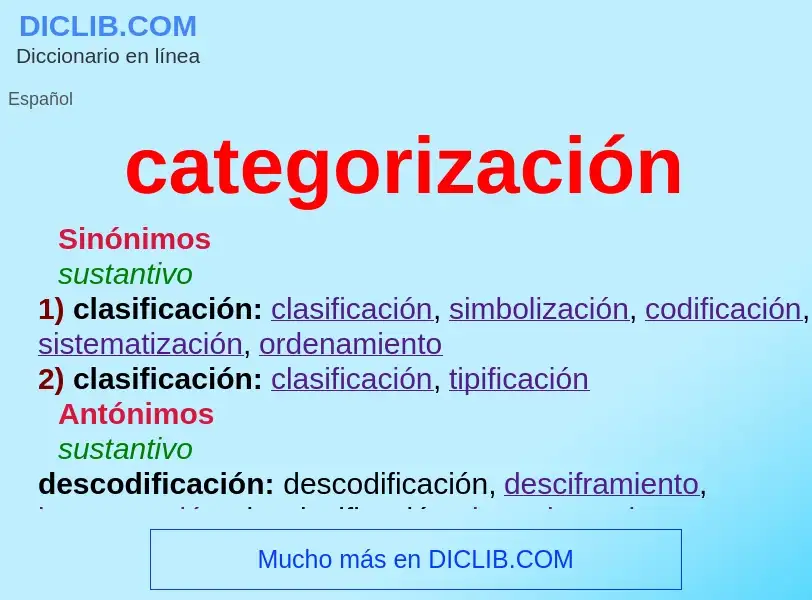 O que é categorización - definição, significado, conceito