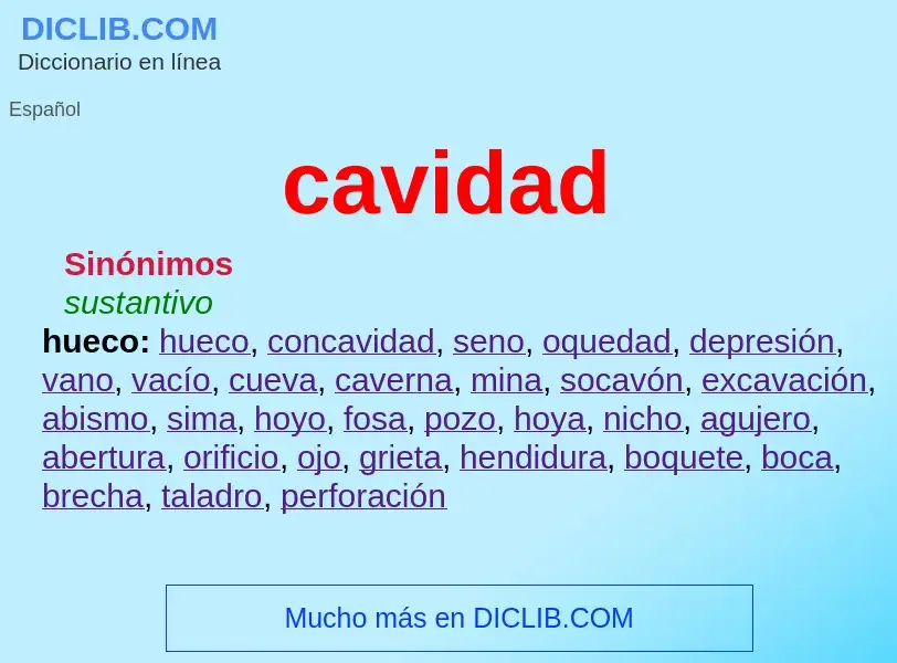 ¿Qué es cavidad? - significado y definición