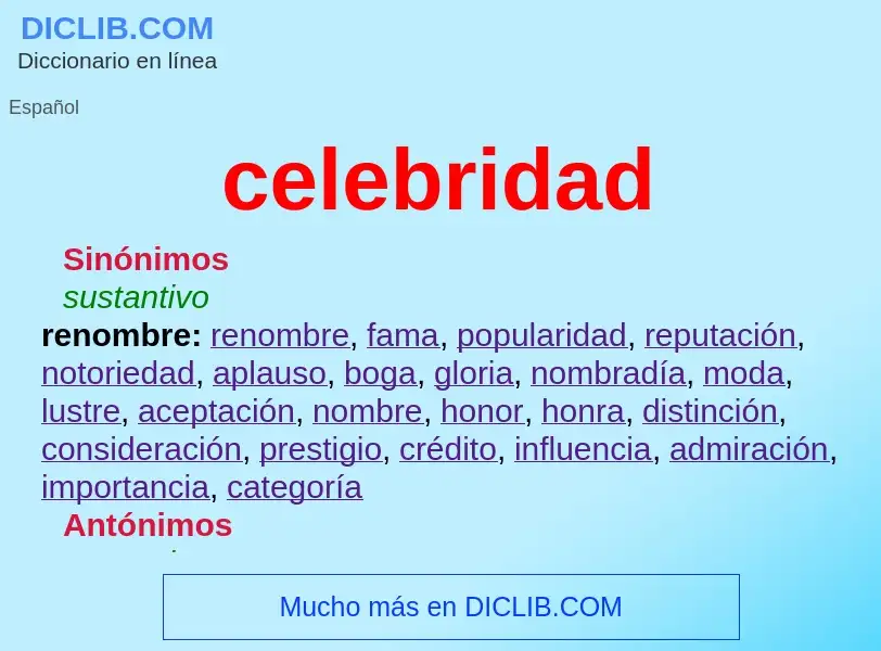 Was ist celebridad - Definition