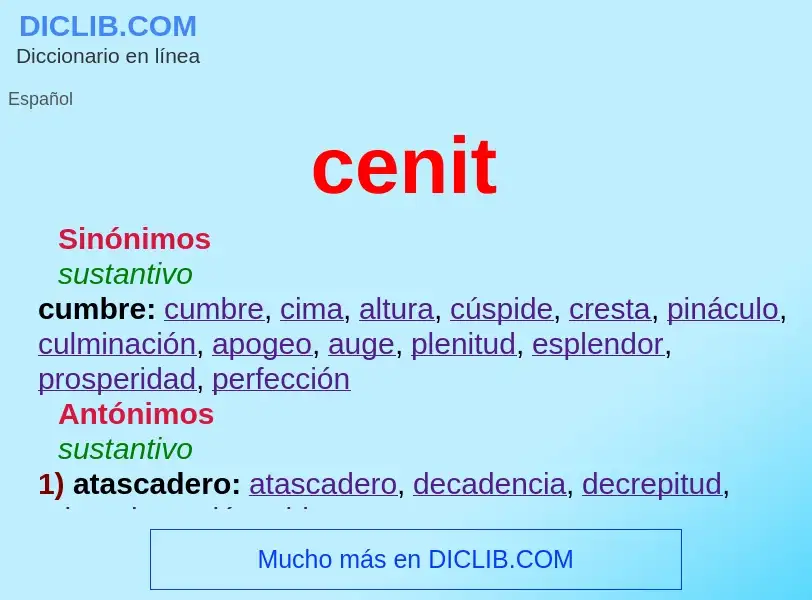 O que é cenit - definição, significado, conceito