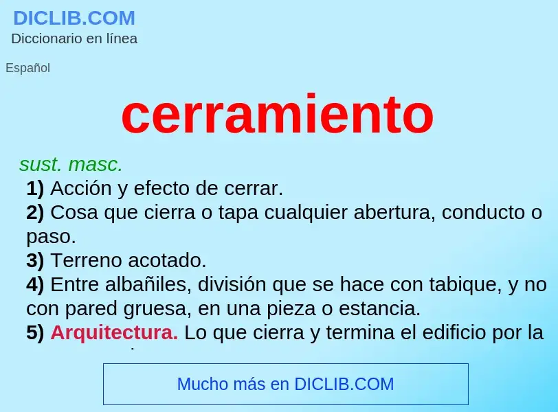 What is cerramiento - meaning and definition