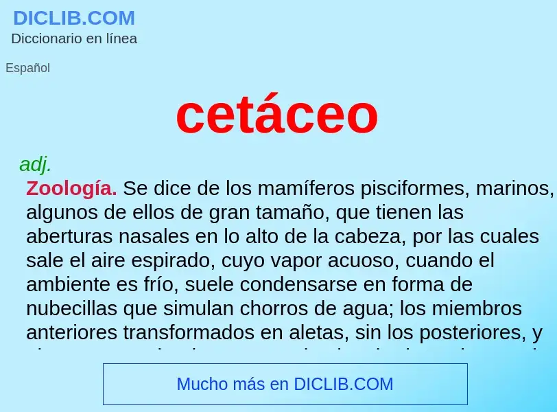 What is cetáceo - meaning and definition