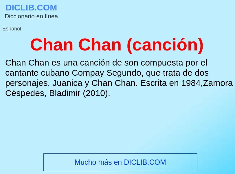 Qu'est-ce que Chan Chan (canción) - définition