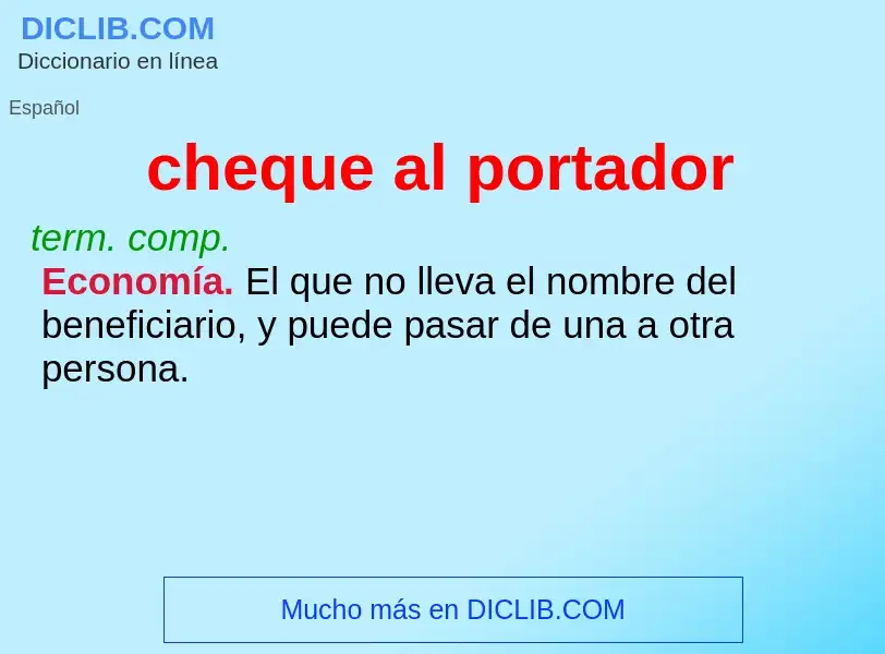 What is cheque al portador - definition