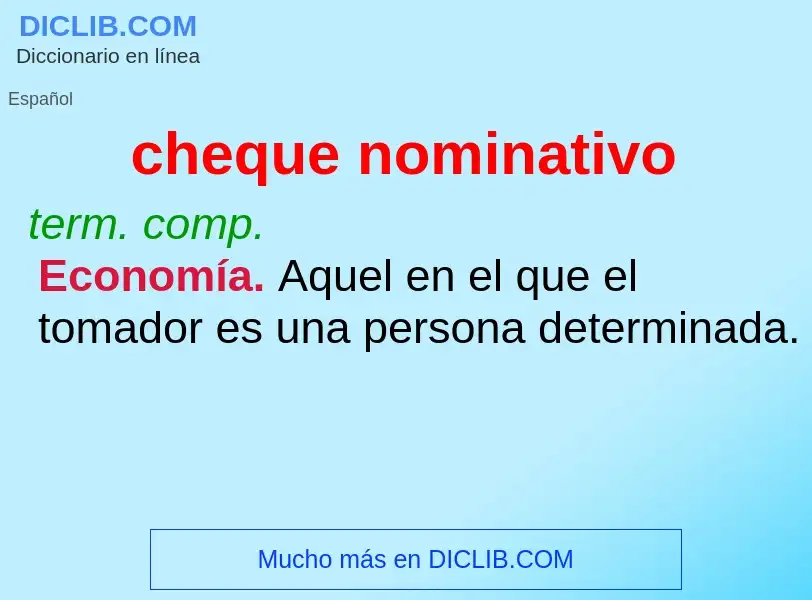 Was ist cheque nominativo - Definition