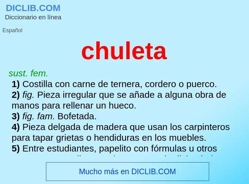 ¿Qué es chuleta? - significado y definición