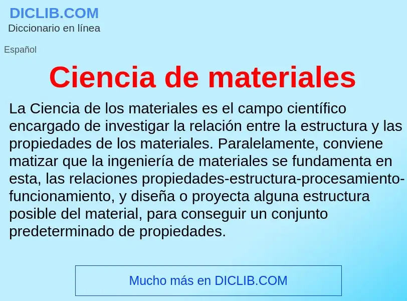 ¿Qué es Ciencia de materiales? - significado y definición