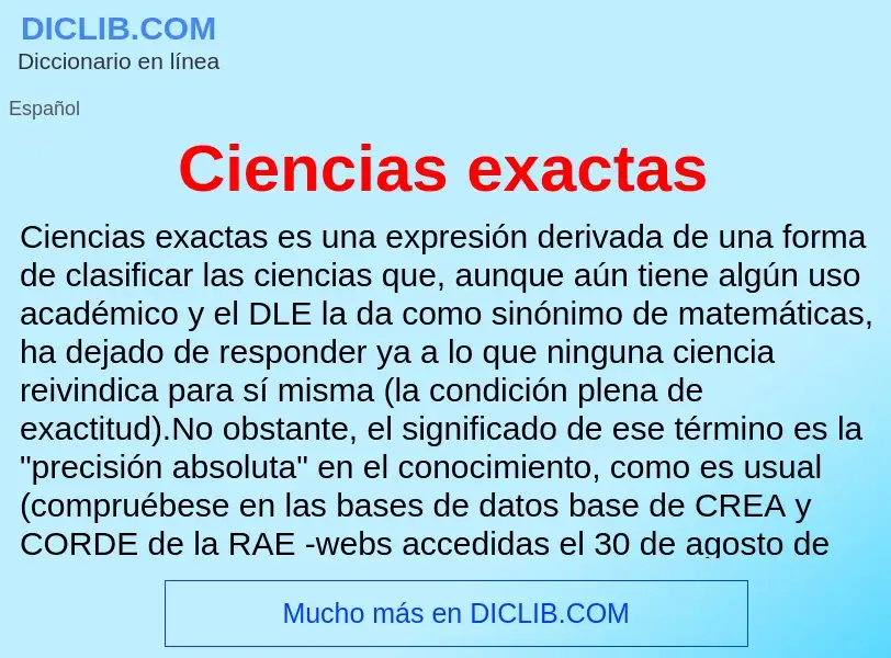 O que é Ciencias exactas - definição, significado, conceito