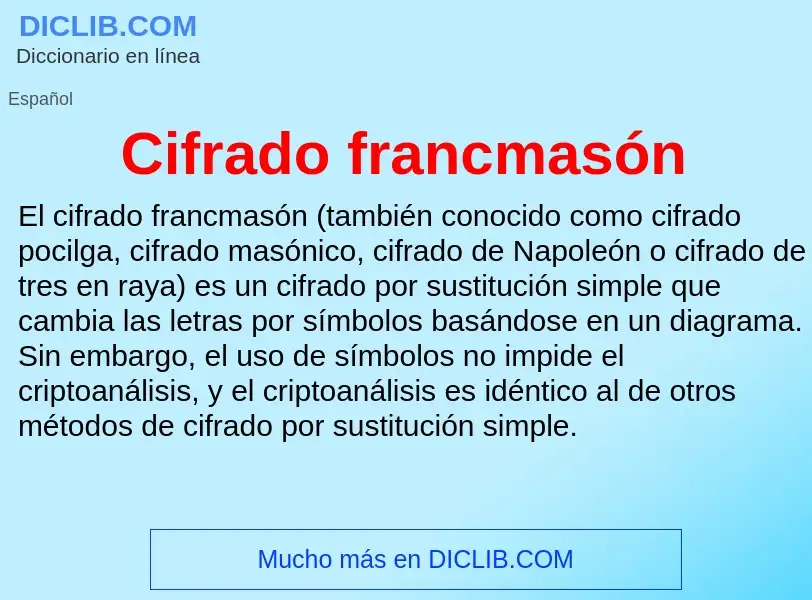 What is Cifrado francmasón - meaning and definition