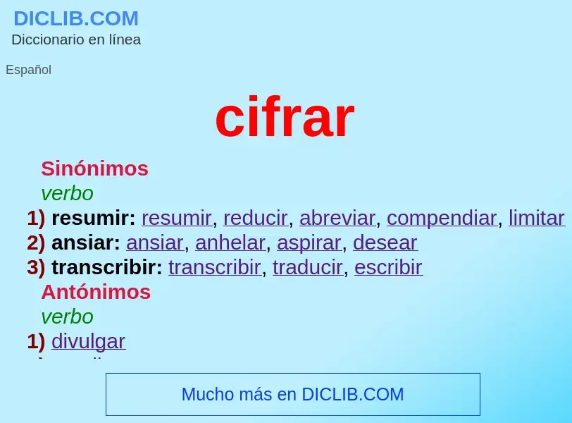 What is cifrar - meaning and definition