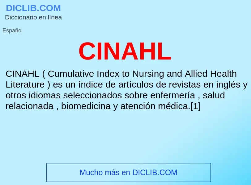 ¿Qué es CINAHL? - significado y definición