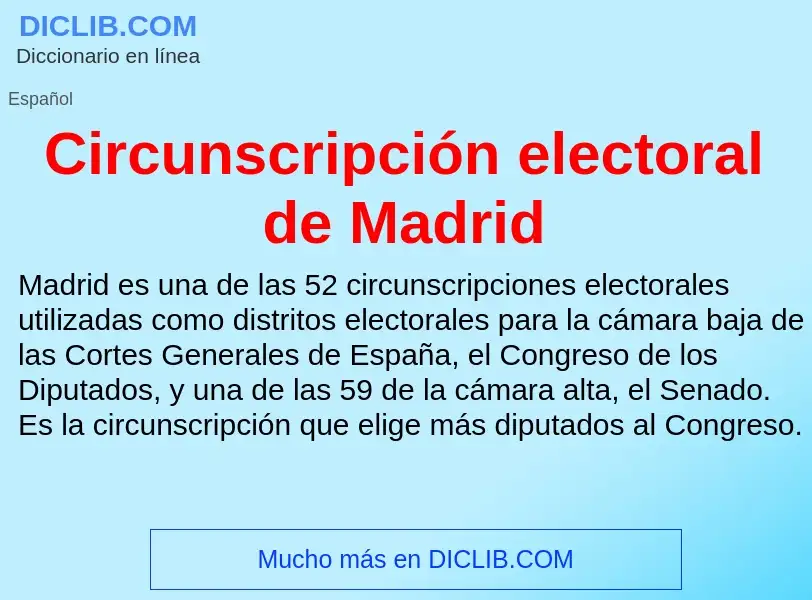 What is Circunscripción electoral de Madrid - meaning and definition